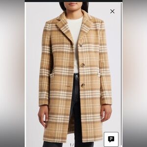 Ralph Lauren Tan and Cream Plaid Trench Coat
